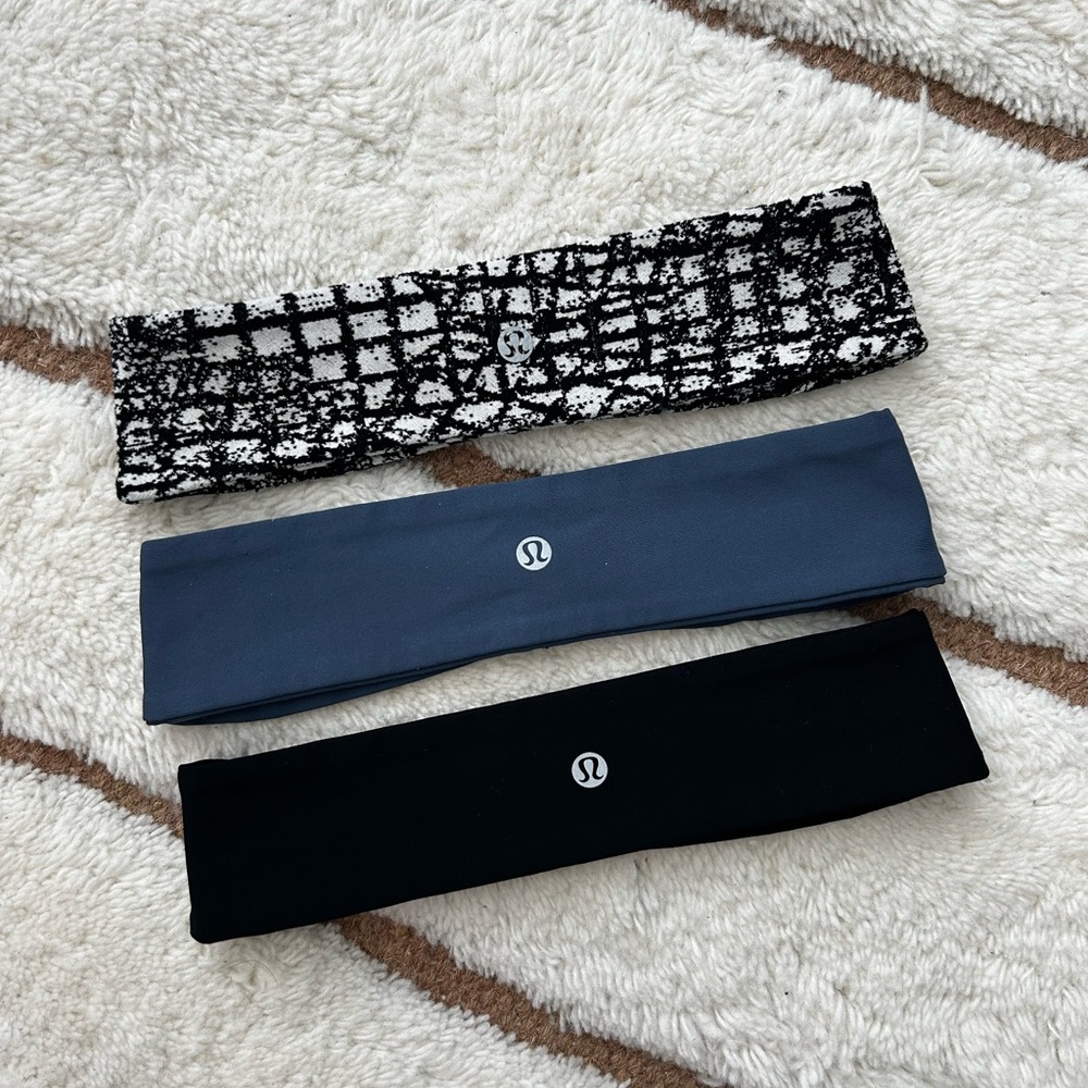 lululemon Athletica Triple Pack Headbands - Black, Gray, Patterned